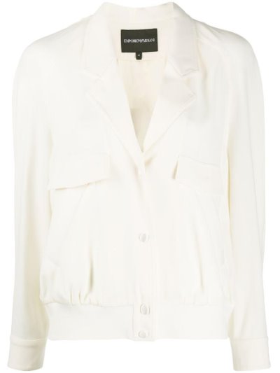 White Armani Emporio Relaxed Fit Women's Blazers | UAE16288