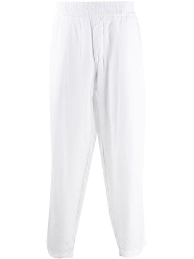 White Armani Emporio Relaxed Straight Leg Men's Pants | UAE18632