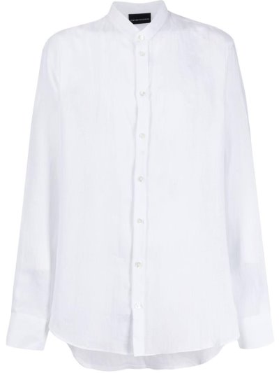 White Armani Emporio Round Neck Men's Shirts | UAE85957
