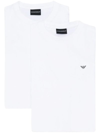 White Armani Emporio Short Sleeve Men's T Shirts | UAE09267
