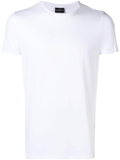White Armani Emporio Short Sleeve Men's T Shirts | UAE24691
