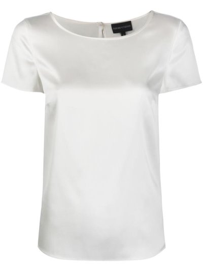 White Armani Emporio Short Sleeve Women's Blouse | UAE50379
