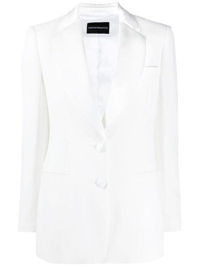 White Armani Emporio Single Breasted Tailored Women's Blazers | UAE82650