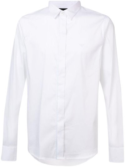 White Armani Emporio Slim Fit Classic Men's Shirts | UAE63309