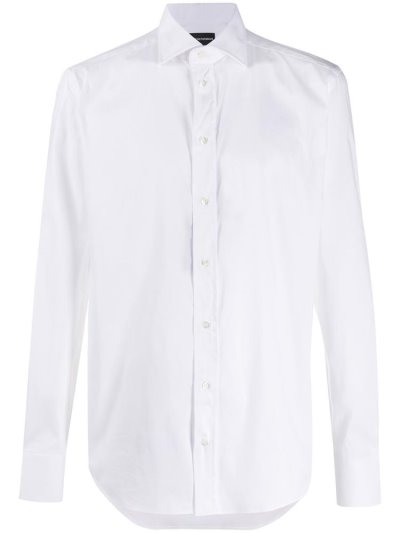 White Armani Emporio Slim Fit Men's Shirts | UAE49073