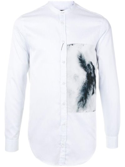 White Armani Emporio Sprayed Detail Men's Shirts | UAE68489