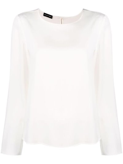 White Armani Emporio Straight Fit Women's Blouse | UAE74467