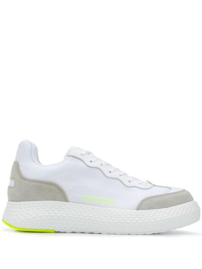 White Armani Emporio Suede Panel Chunky Sole Men's Sneakers | UAE20572