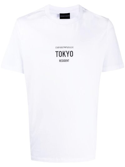 White Armani Emporio Tokyo' Graphic Print Men's T Shirts | UAE21274