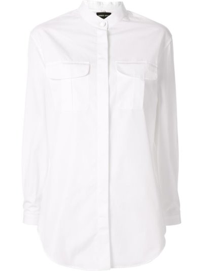 White Giorgio Armani Chest Pocket Women's Shirts | UAE50927