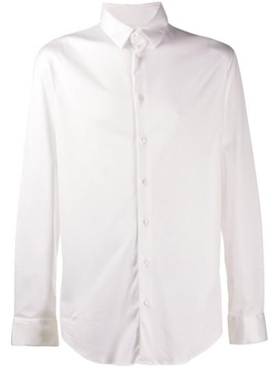 White Giorgio Armani Classic Plain Men's Shirts | UAE32916