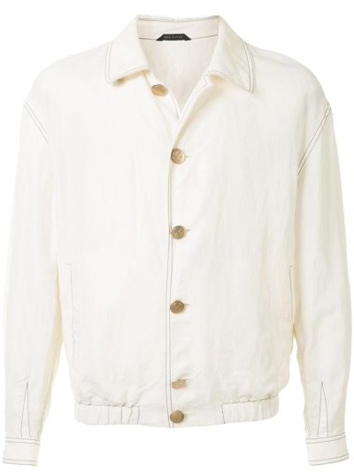 White Giorgio Armani Contrast Stitched Men's Jackets | UAE31228