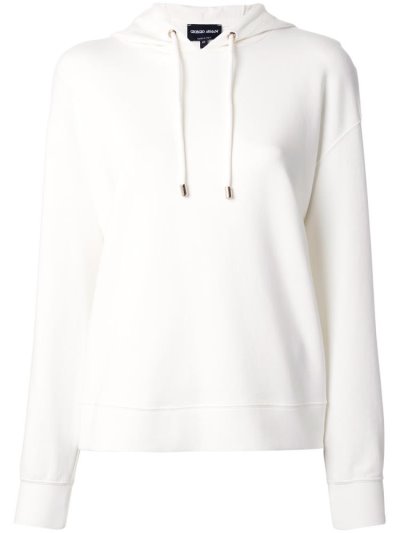 White Giorgio Armani Drop Shoulder Women's Hoodie | UAE74699