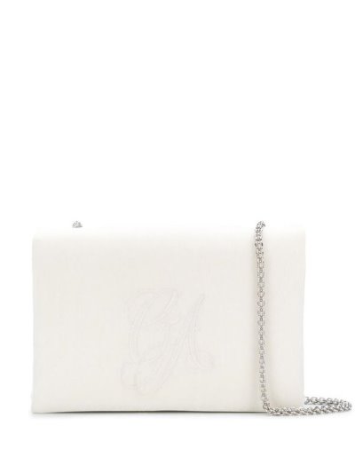 White Giorgio Armani Logo Embroidered Women's Shoulder Bags | UAE56531