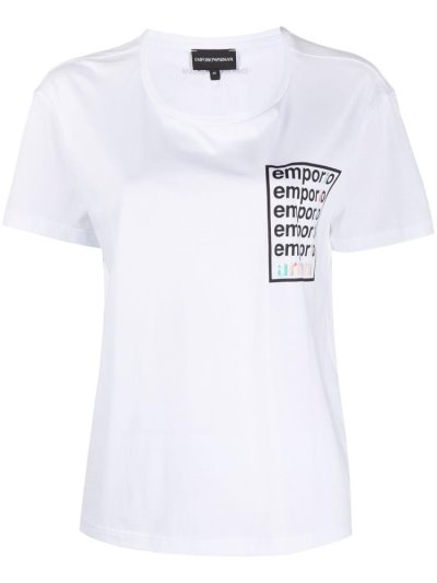 White Giorgio Armani Logo Print Women's T Shirts | UAE40380