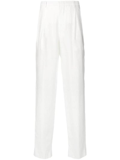 White Giorgio Armani Loose Fit Men's Pants | UAE61603