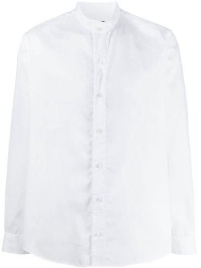 White Giorgio Armani Mandarin Collared Men's Shirts | UAE73206