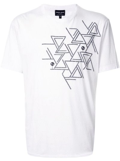 White Giorgio Armani Print Men's T Shirts | UAE60782