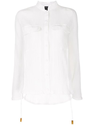 White Giorgio Armani Sheer Pocket Women's Shirts | UAE41135