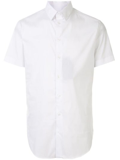 White Giorgio Armani Short Sleeve Fitted Men's Shirts | UAE11458
