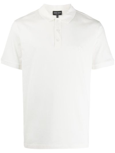 White Giorgio Armani Short Sleeve Men's Polo Shirts | UAE54762