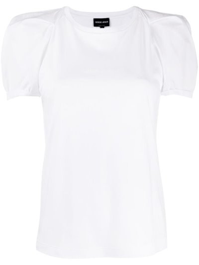 White Giorgio Armani Structured Sleeve Women's T Shirts | UAE10641