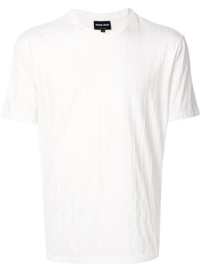 White Giorgio Armani Textured Men's T Shirts | UAE69700