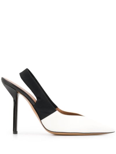 White / Black Armani Emporio Colour Block Pointed Women's Pumps | UAE05902