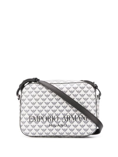 White / Black Armani Emporio Logo Print Women's Shoulder Bags | UAE12265