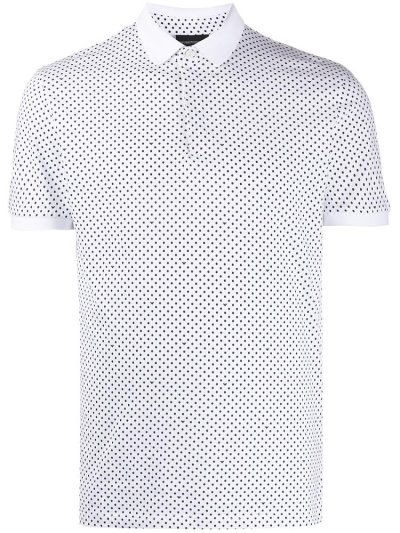 White / Black Armani Emporio Polka Dot Men's Polo Shirts | UAE97374