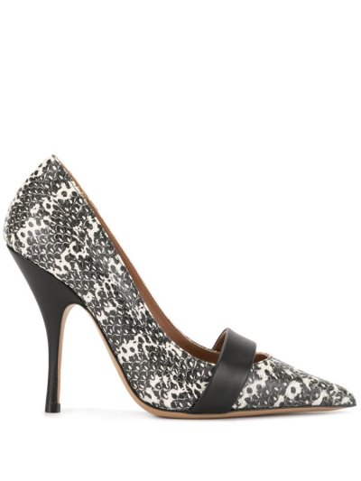 White / Black Armani Emporio Printed Pointed Toe Women's Pumps | UAE03116