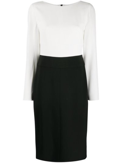 White / Black Armani Emporio Zipped Two Tone Women's Dress | UAE96081