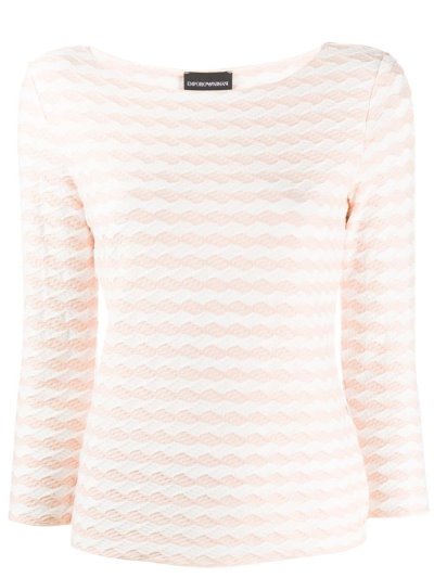 White / Neutral Armani Emporio Textured Jersey Women's Jumpers | UAE90398
