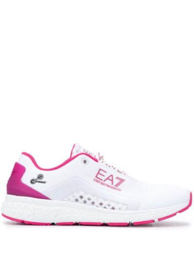 White / Pink Ea7 Emporio Armani Two Tone Lace Up Women's Sneakers | UAE67326