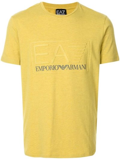 Yellow Ea7 Emporio Armani Logo Print Men's T Shirts | UAE70950