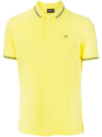 Yellow Armani Emporio Embroidered Logo Men's Polo Shirts | UAE81287