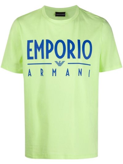 Yellow Armani Emporio Logo Print Relaxed Fit Men's T Shirts | UAE44153